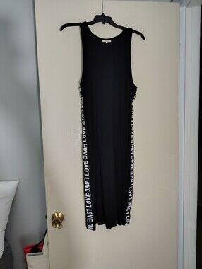 Black Sleeveless Midi Dress with 'LOVE' Side Tape By Hearts And hips 1X
